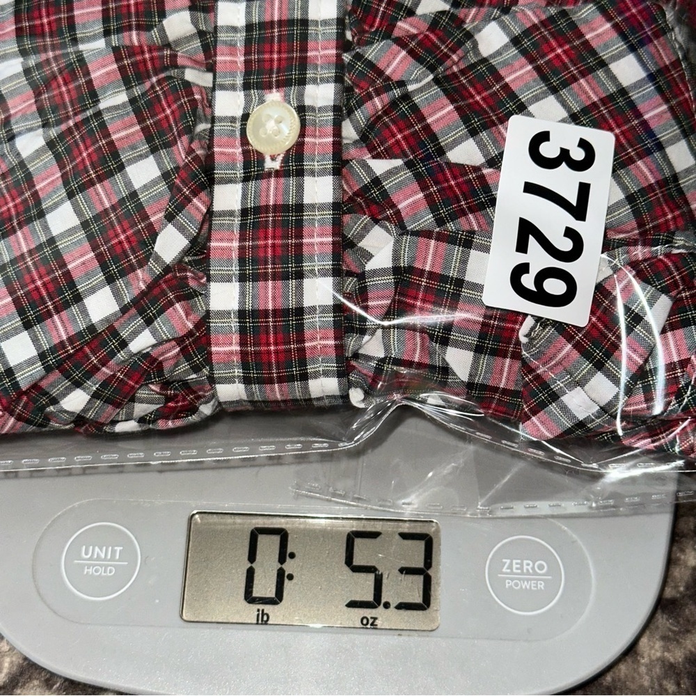 Polo Ralph Lauren 12 Red Green Plaid Long Sleeve Ruffle Front Button Down Shirt - Picture 4 of 4